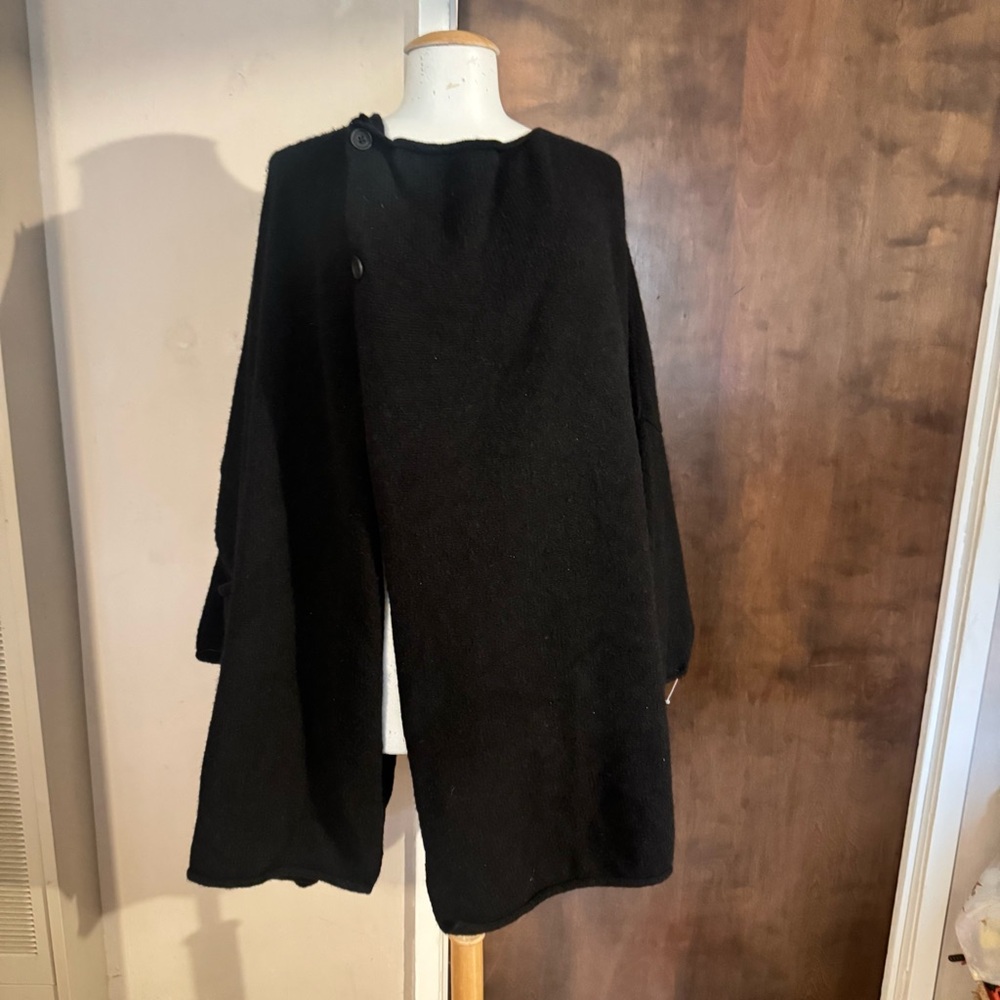 Eskandar Neiman Marcus O/S L XL 1X 2X 3X Merino 2 Button Poncho Cape sweater